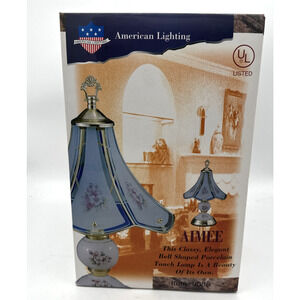 Vintage Glass Floral Flowers 3 Level Touch Lamp with Porcelain Accent NEW